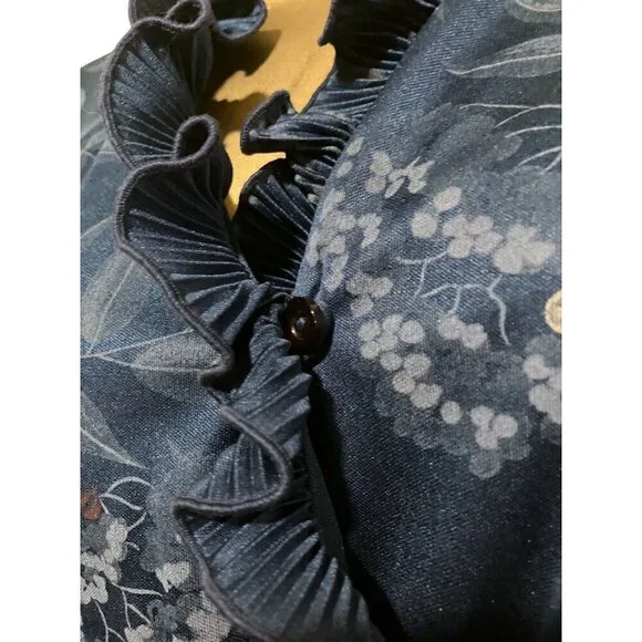 Vintage Ms Sugar Womens Sheath Dress L Ruffle Wrap Bodice Elastic Waist Fairy - Picture 3 of 8